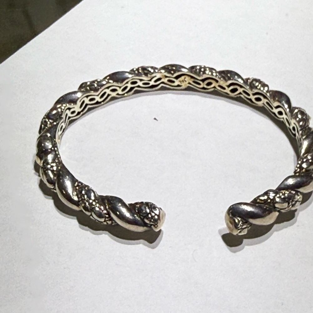 Sterling Silver 925 JAI John Hardy Twist Cable Hinged Bangle Cuff Bracelet 7.25” - Picture 5 of 10